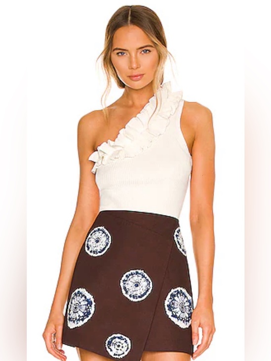 Zimmermann Tops - Zimmermann Cream One-Shoulder Ruffle Tank
Size OP